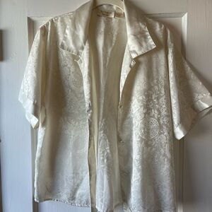 Victoria's Secret Pajama Shirt in Ivory Satin Jacquard